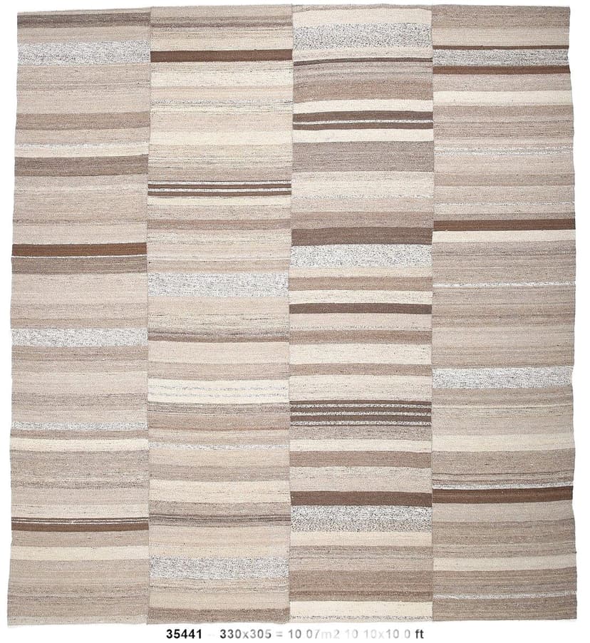 Kilim 330x305 cm, beżowy, brązowy, wełna, Turcja, lata 70.