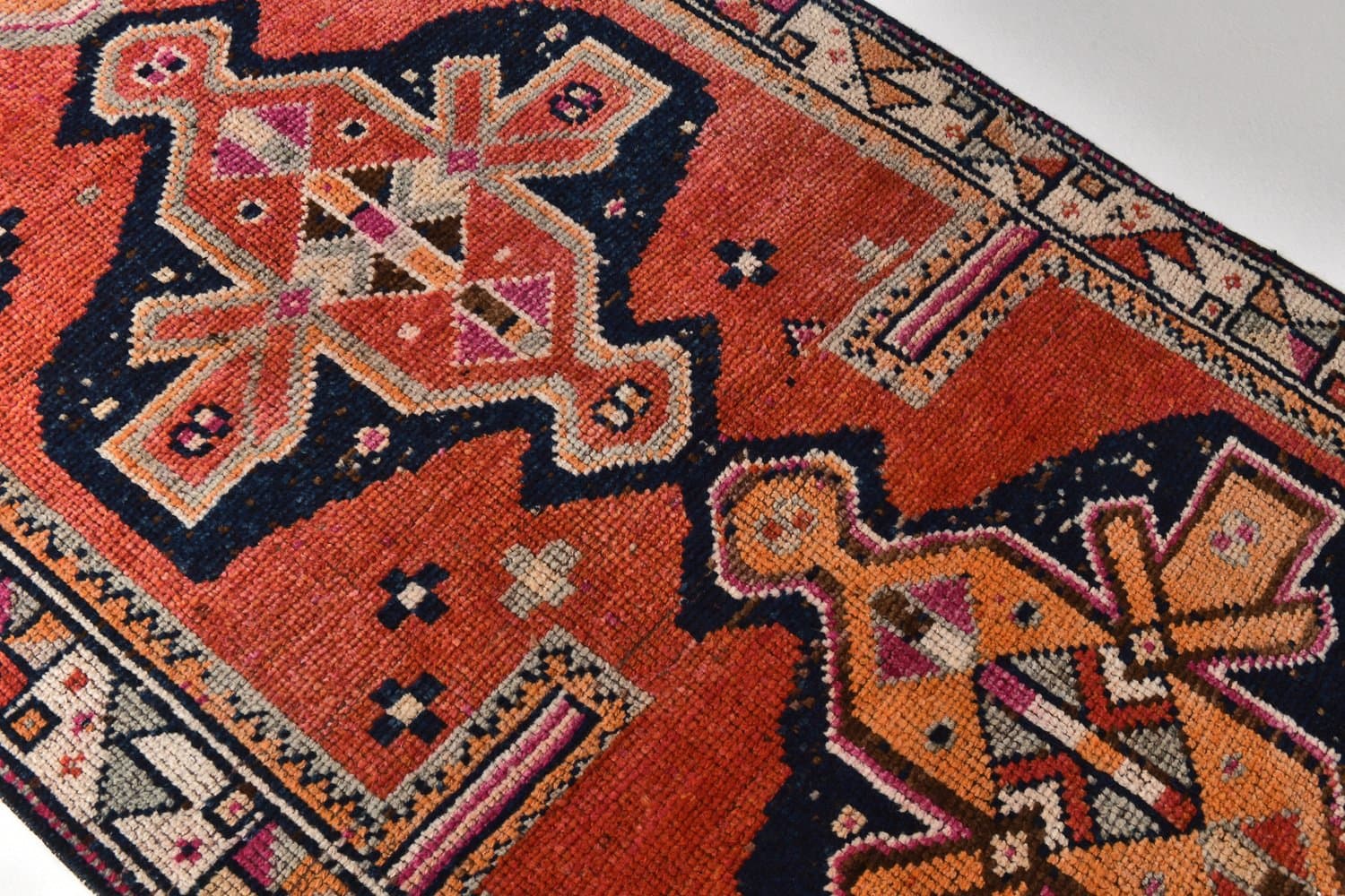 Chodnik 332x103 cm, czerwony, brązowy, wełna, lata 70. - 212850