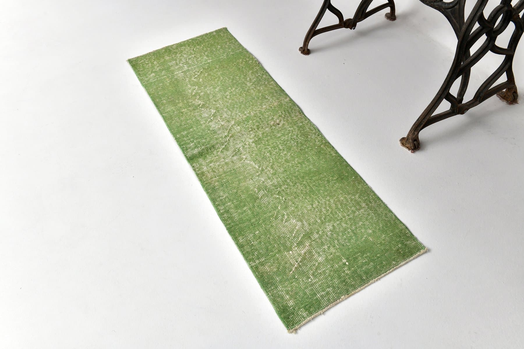 Runner 137x47 cm, green, wool, 1970s - 213157