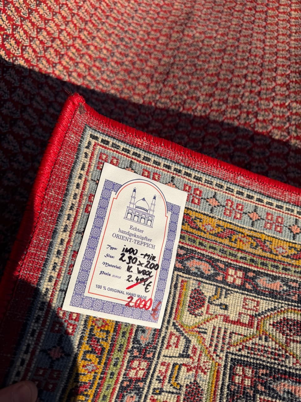 Dywan perski Indo Mir, czerwony, wełna, Indie - 213031