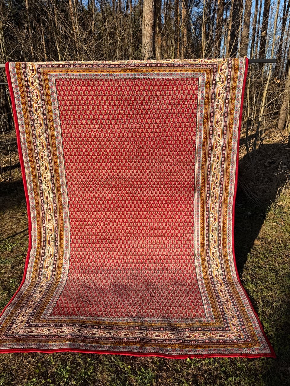 Dywan perski Indo Mir, czerwony, wełna, Indie - 213036