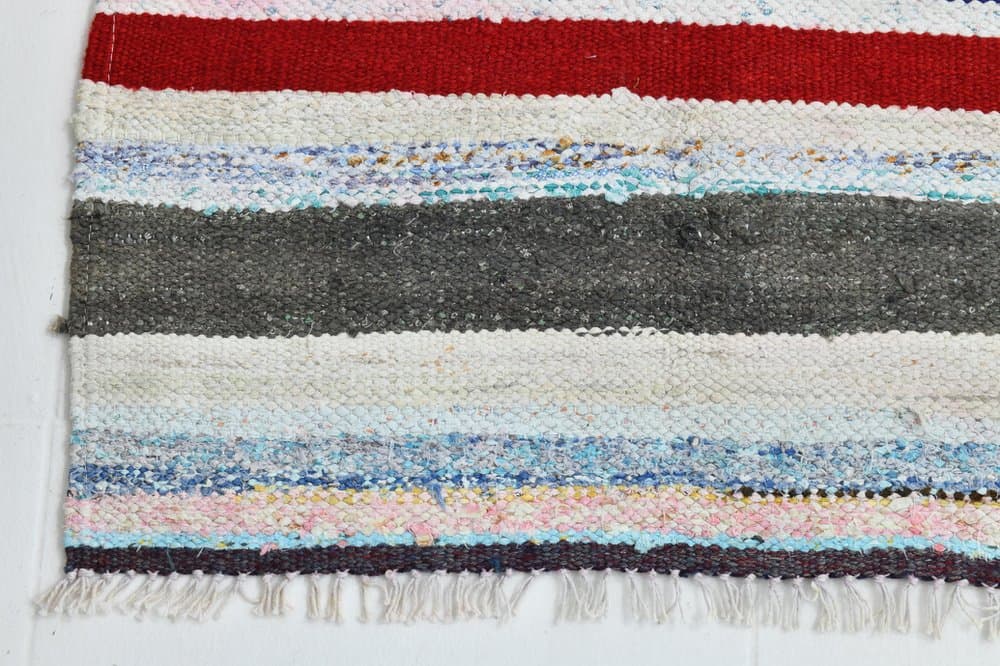 Chodnik 235x71 cm, biały, wełna, lata 70. - 213242