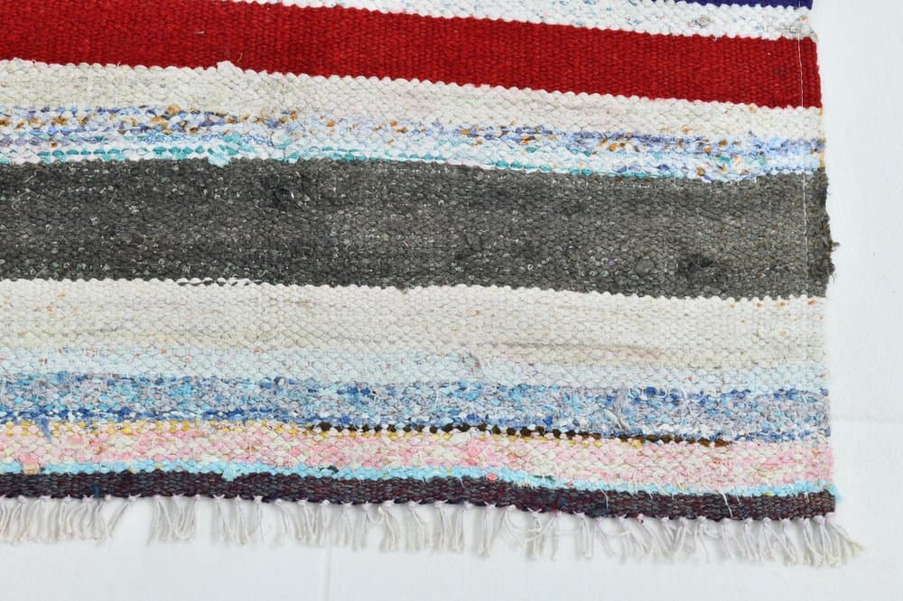 Chodnik 235x71 cm, biały, wełna, lata 70. - 213243