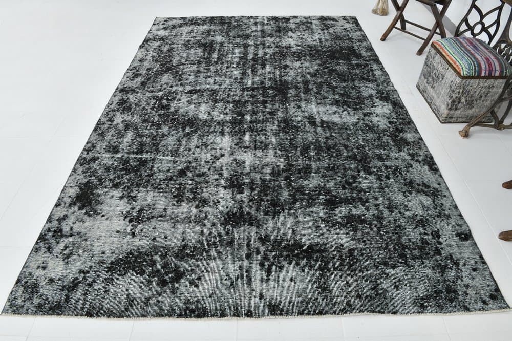 Dywan 205x308 cm, czarny, szary, wełna, lata 60. - 213503