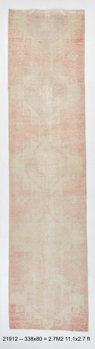 Chodnik 80x338 cm, beżowy, wełna, lata 60. - 213438