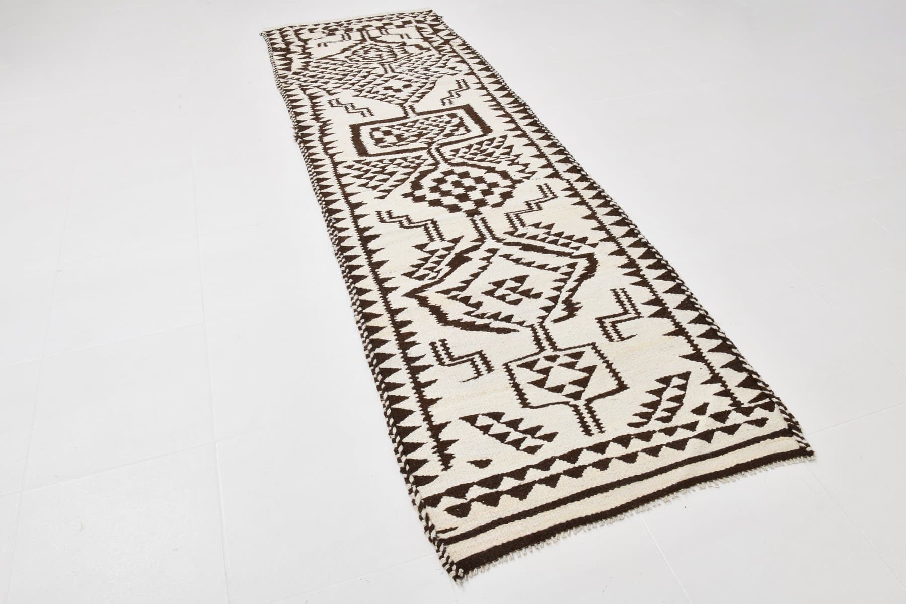 Chodnik kilim 292x88 cm, beżowy, wełna, lata 70. - 213414