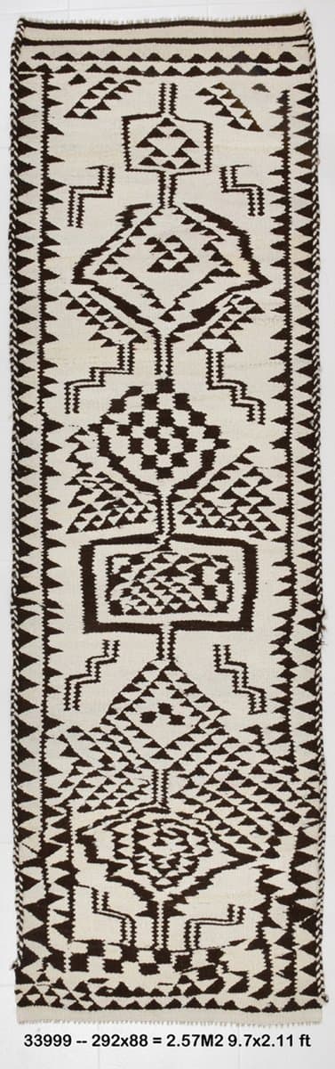 Chodnik kilim 292x88 cm, beżowy, wełna, lata 70. - 213413