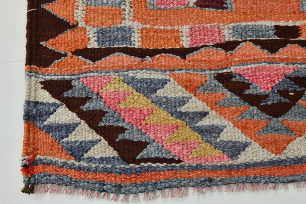 Chodnik kilimowy 303x82 cm, różowy, beżowy, wełna, Turcja, lata 70. - 213574