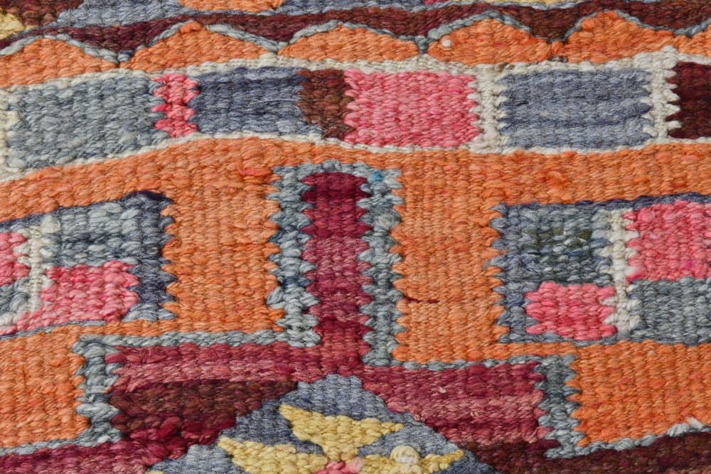 Chodnik kilimowy 303x82 cm, różowy, beżowy, wełna, Turcja, lata 70. - 213573