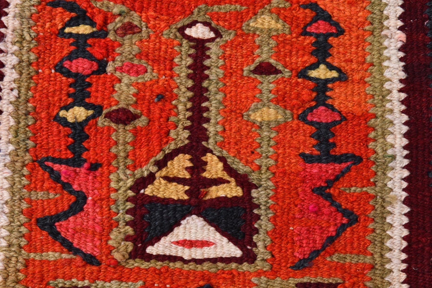 Chodnik kilim 275x96 cm, czerwony, wełna, Turcja, lata 60. - 214106