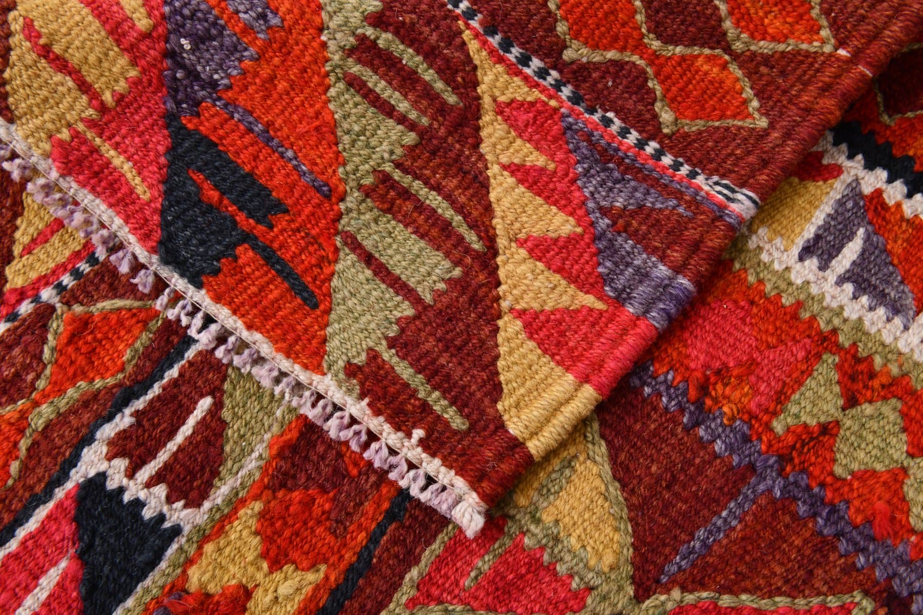 Chodnik kilim 275x96 cm, czerwony, wełna, Turcja, lata 60. - 214100