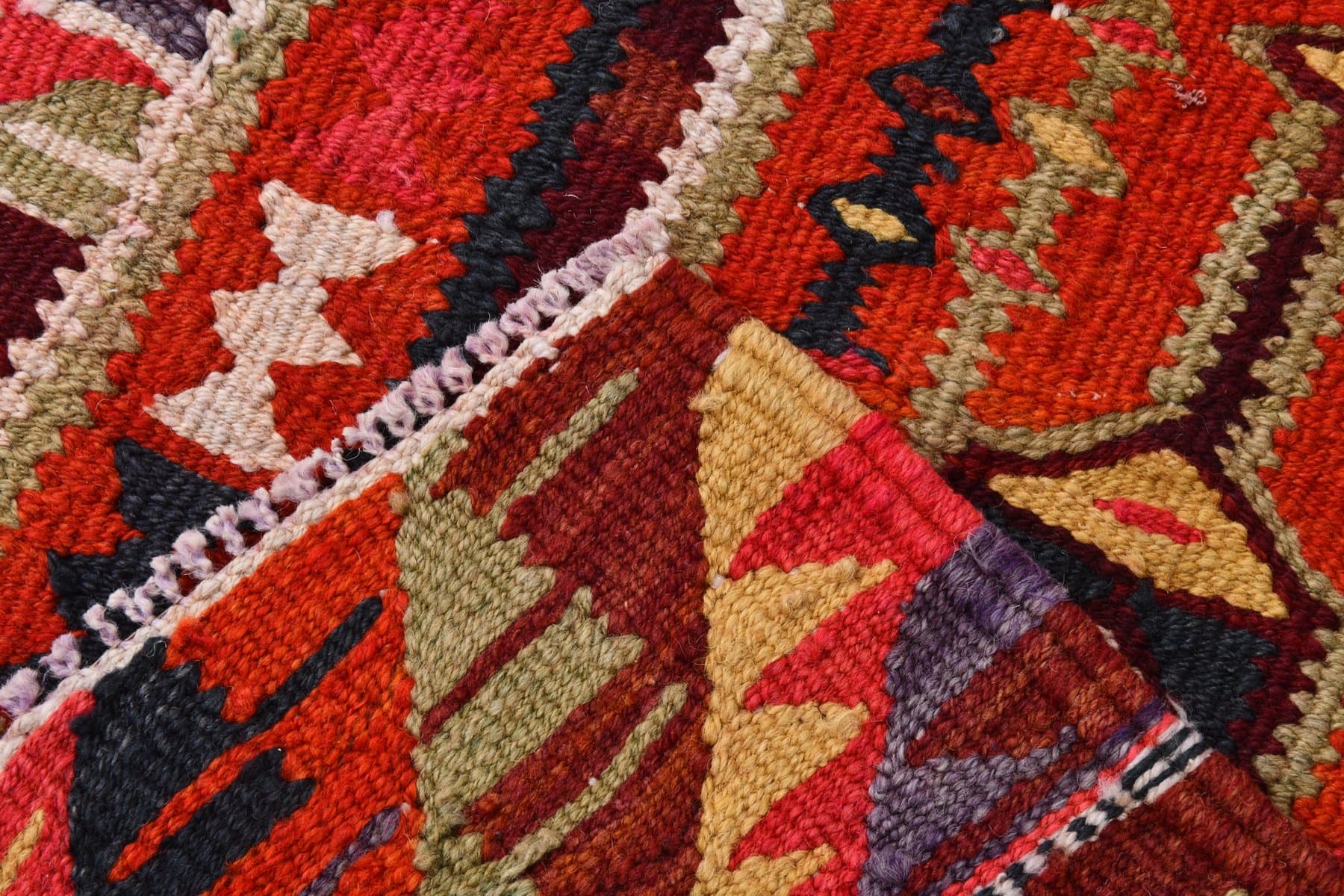Chodnik kilim 275x96 cm, czerwony, wełna, Turcja, lata 60. - 214109