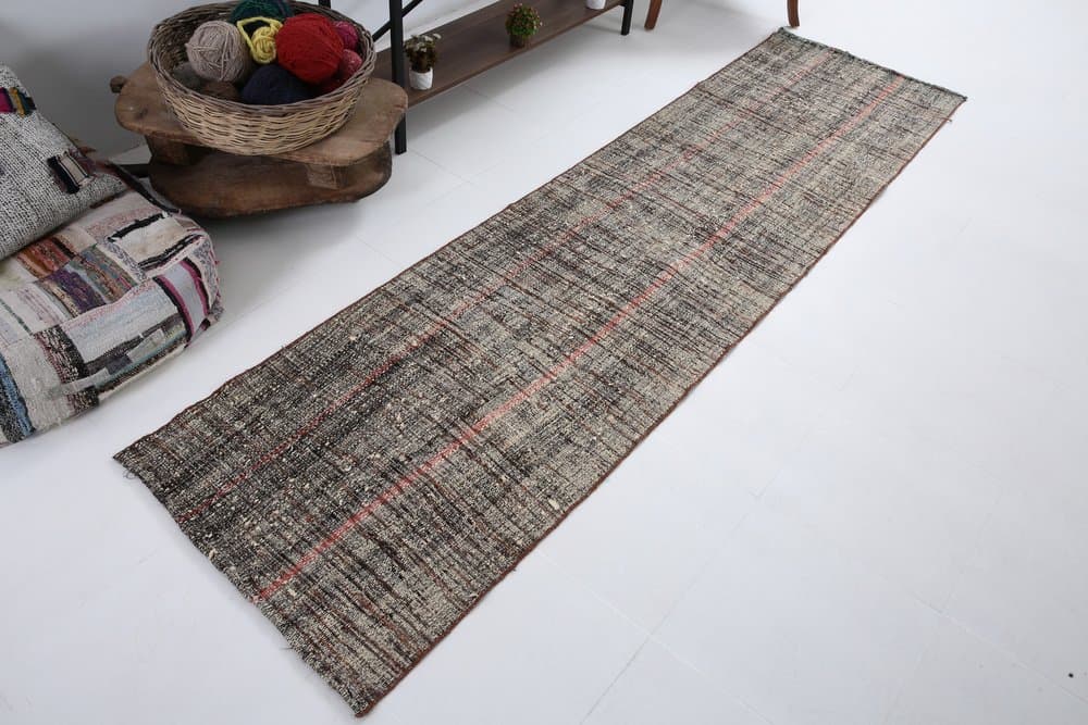 Chodnik 289x77 cm, szary, wełna, Turcja, lata 80. - 214046