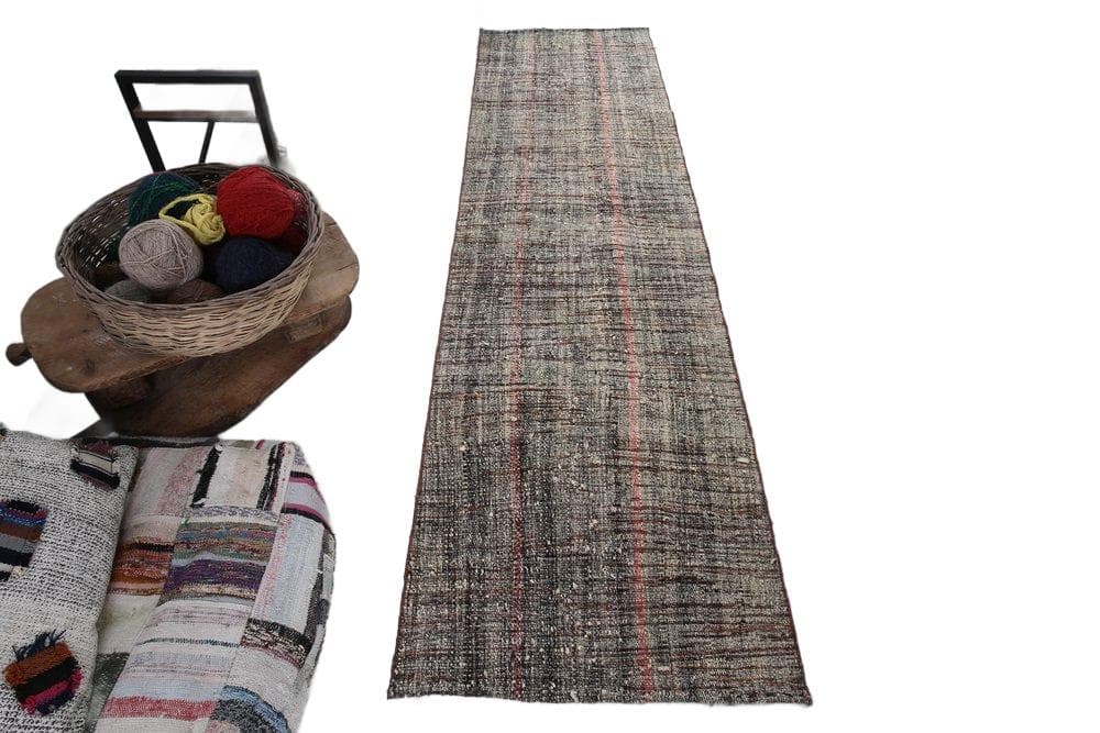 Chodnik 289x77 cm, szary, wełna, Turcja, lata 80. - 214045