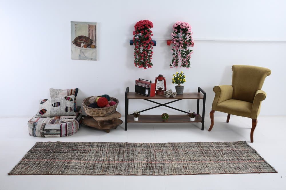 Chodnik 289x77 cm, szary, wełna, Turcja, lata 80. - 214050