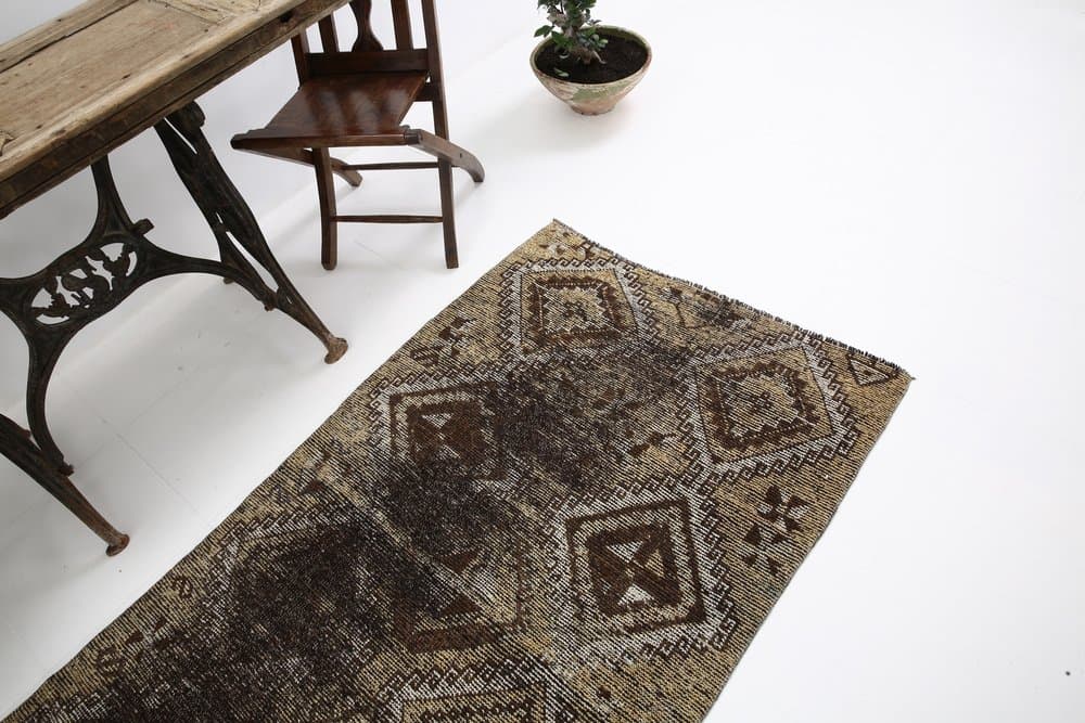 Dywan 209x104 cm, beżowy, wełna, Turcja, lata 50. - 214039