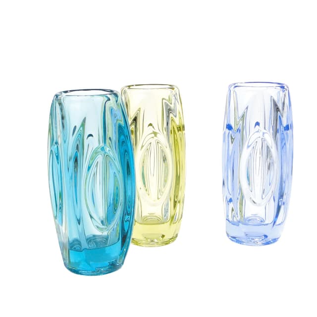 Wazon Optyczny, turkusowy, szkło, proj. R. Schrötter, Czechosłowacja, lata 50. - WYMIARY