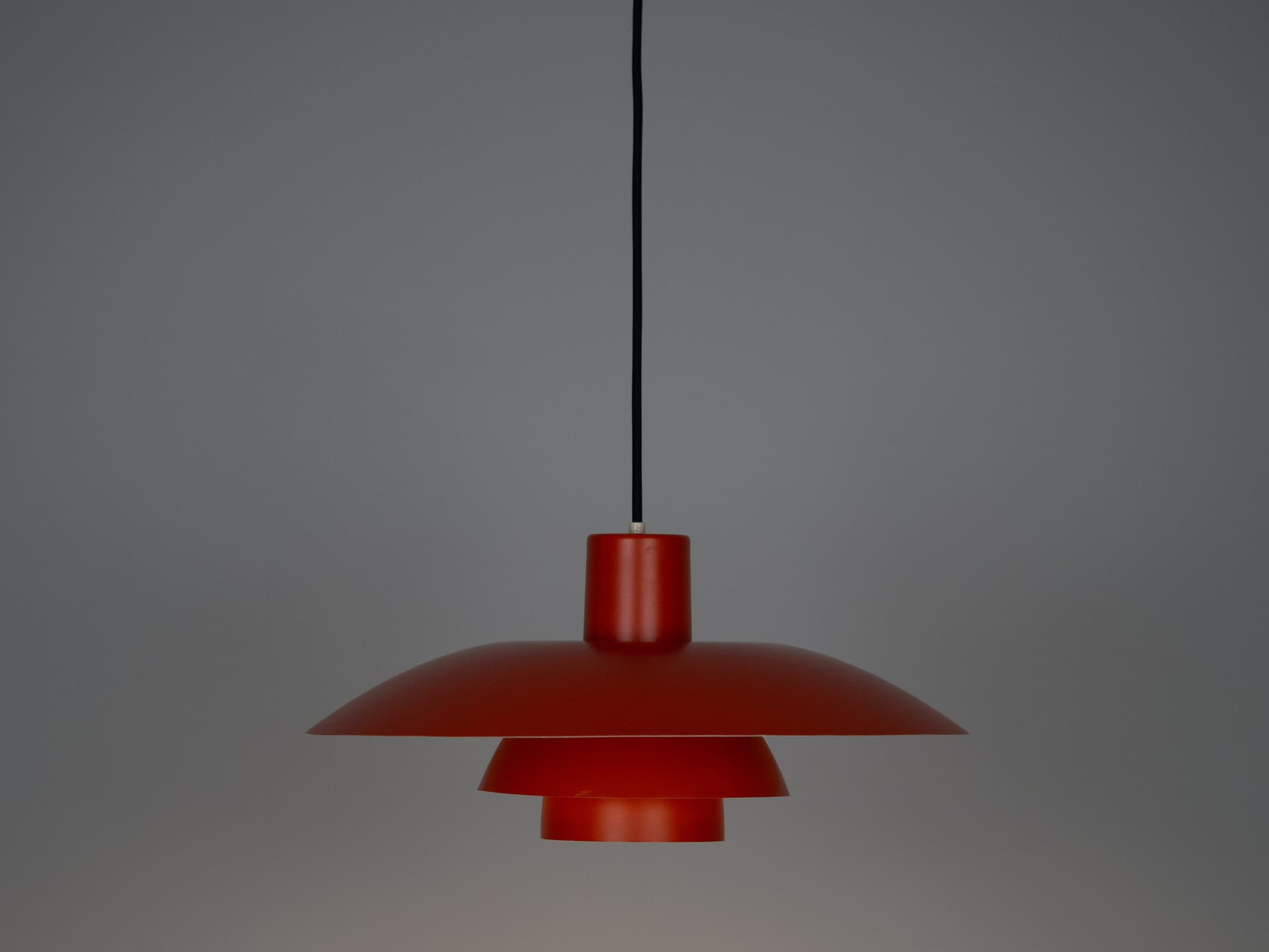 Pendant lamp PH 4/3, red aluminum, by P. Henningsen, Louis Poulsen, Denmark, 1970s. - 213631