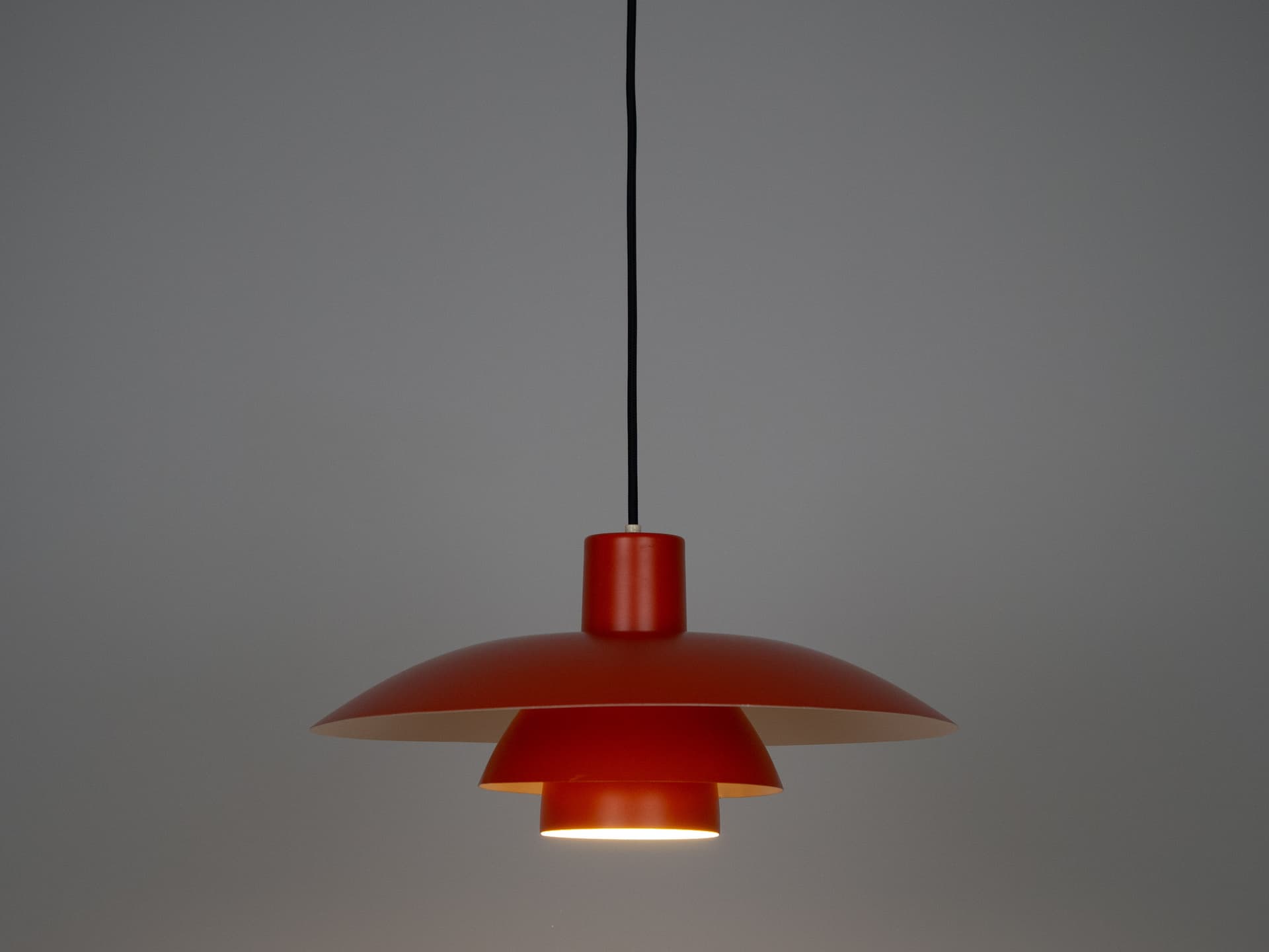 Pendant lamp PH 4/3, red aluminum, by P. Henningsen, Louis Poulsen, Denmark, 1970s. - 213633