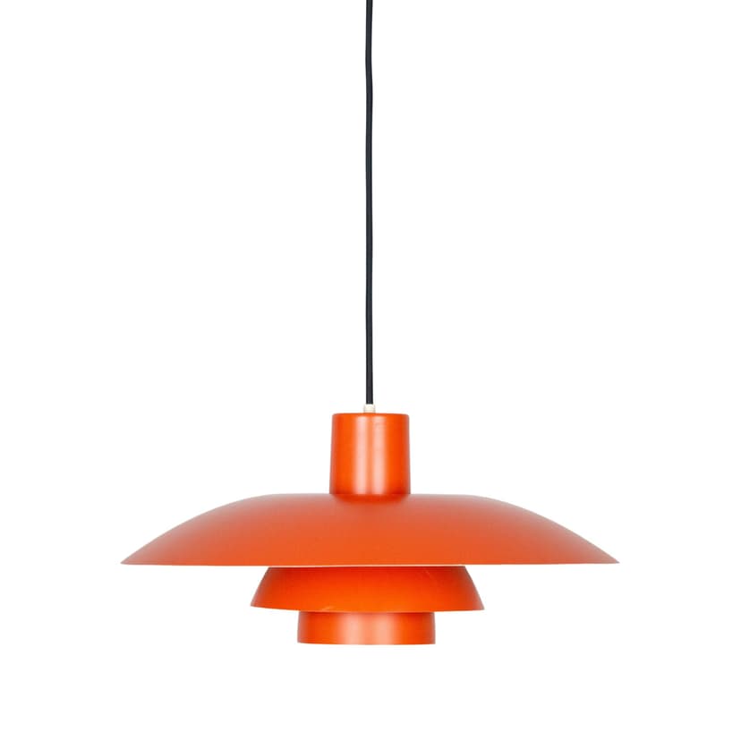 Pendant lamp PH 4/3, red aluminum, by P. Henningsen, Louis Poulsen, Denmark, 1970s.
