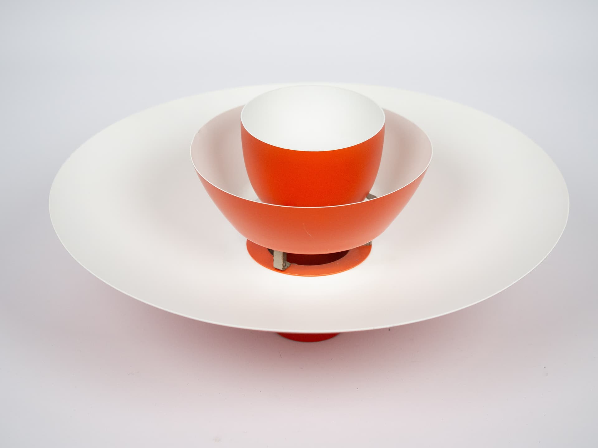 Pendant lamp PH 4/3, red aluminum, by P. Henningsen, Louis Poulsen, Denmark, 1970s. - 213635