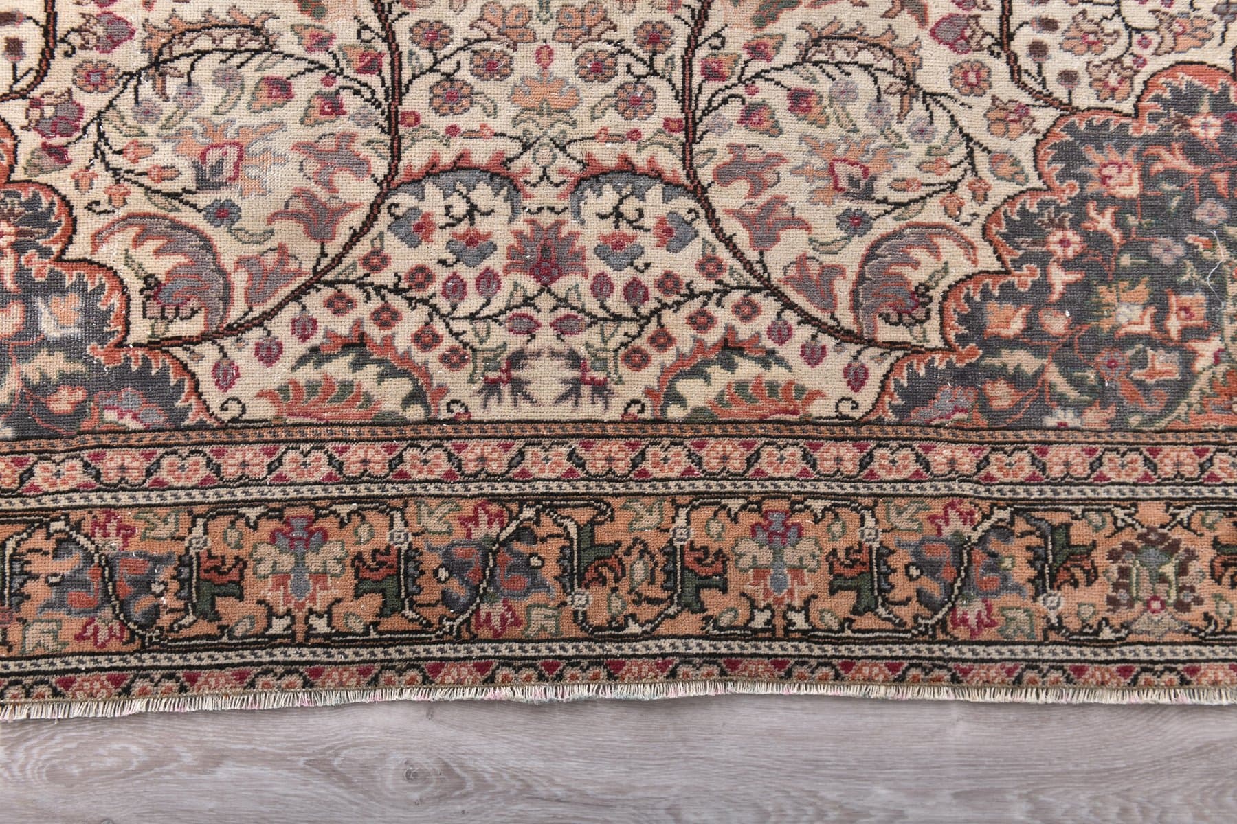 Dywan 198x292 cm, czerwony, beżowy, wełna, Turcja, lata 60. - 213883