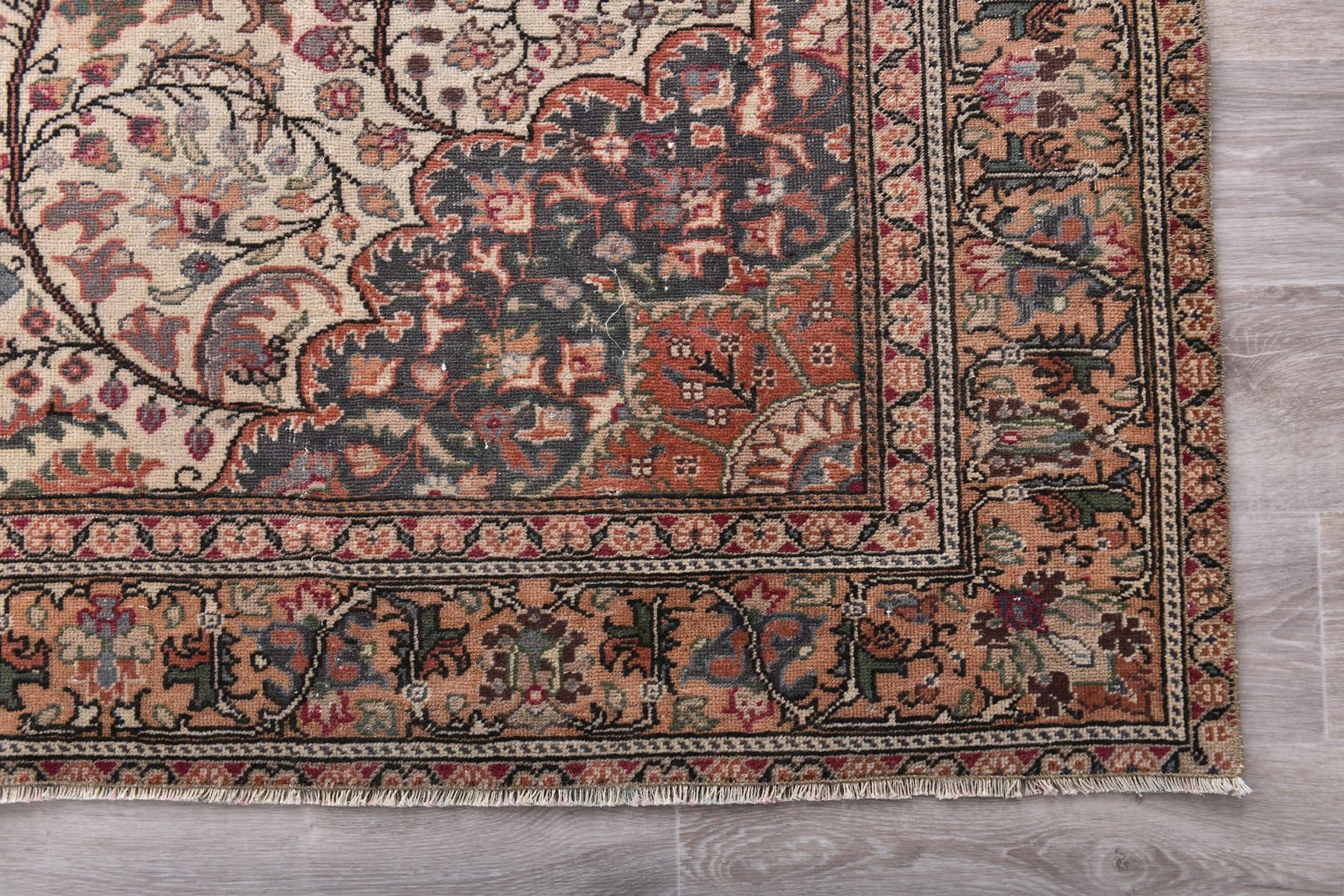 Dywan 198x292 cm, czerwony, beżowy, wełna, Turcja, lata 60. - 213884