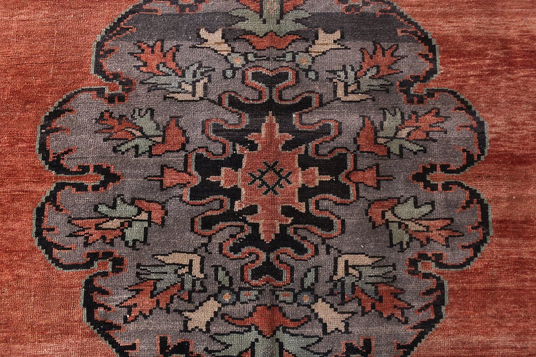 Dywan 189x370 cm, czerwony, szary, wełna, Turcja, lata 70. - 213825