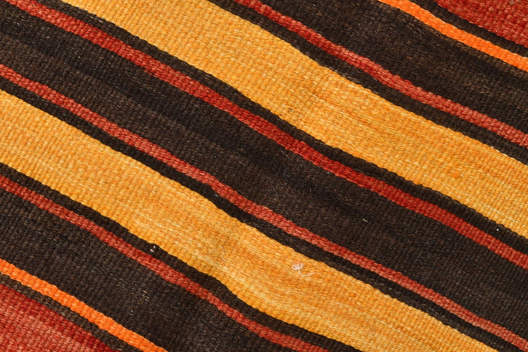 Kilim 220x106 cm, brązowy, pomarańczowy, wełna, Turcja, lata 60. - 213805