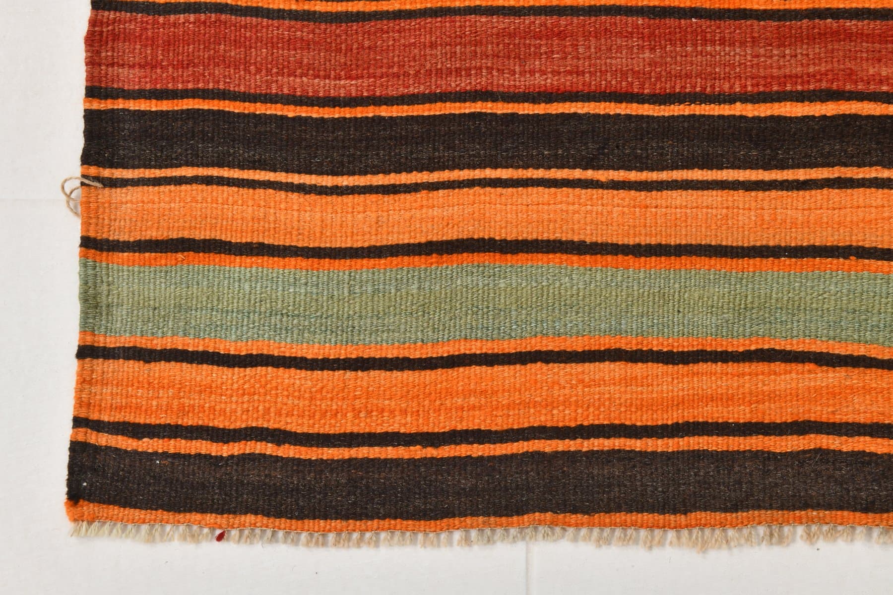 Kilim 220x106 cm, brązowy, pomarańczowy, wełna, Turcja, lata 60. - 213806