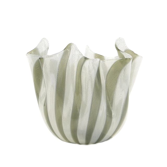 Bowl Fazzoletto, Ivory White glass, by F. Bianconi, Venini, Italy, 1950s. - DIMENSION