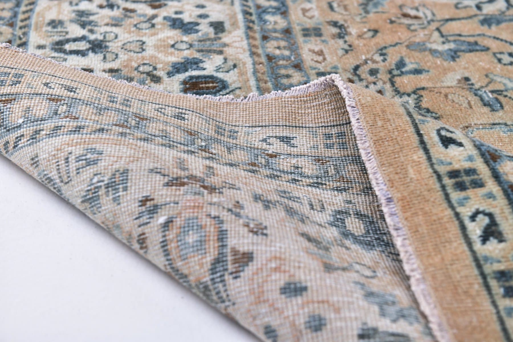 Rug 393x285 cm, beige, blue, wool, Turkey, 1960s - 213764