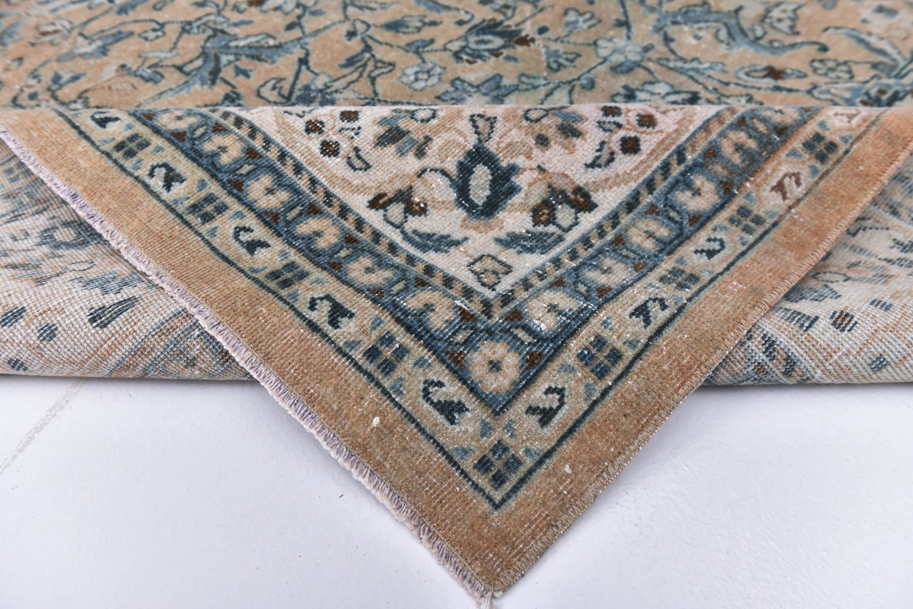 Rug 393x285 cm, beige, blue, wool, Turkey, 1960s - 213765