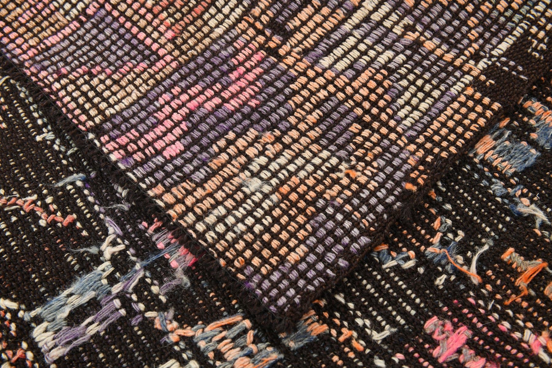 Kilim 200x140 cm, brązowy, szary, wełna, Turcja, lata 60. - 213753