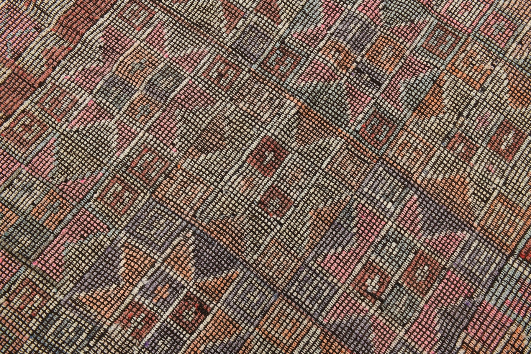 Kilim 200x140 cm, brązowy, szary, wełna, Turcja, lata 60. - 213748