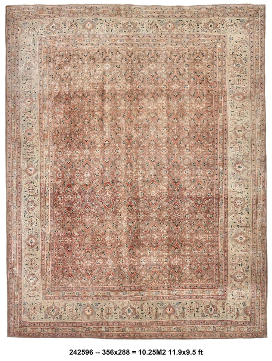 Rug 288x356 cm, brown, wool, Turkey, 1960s. - 213702