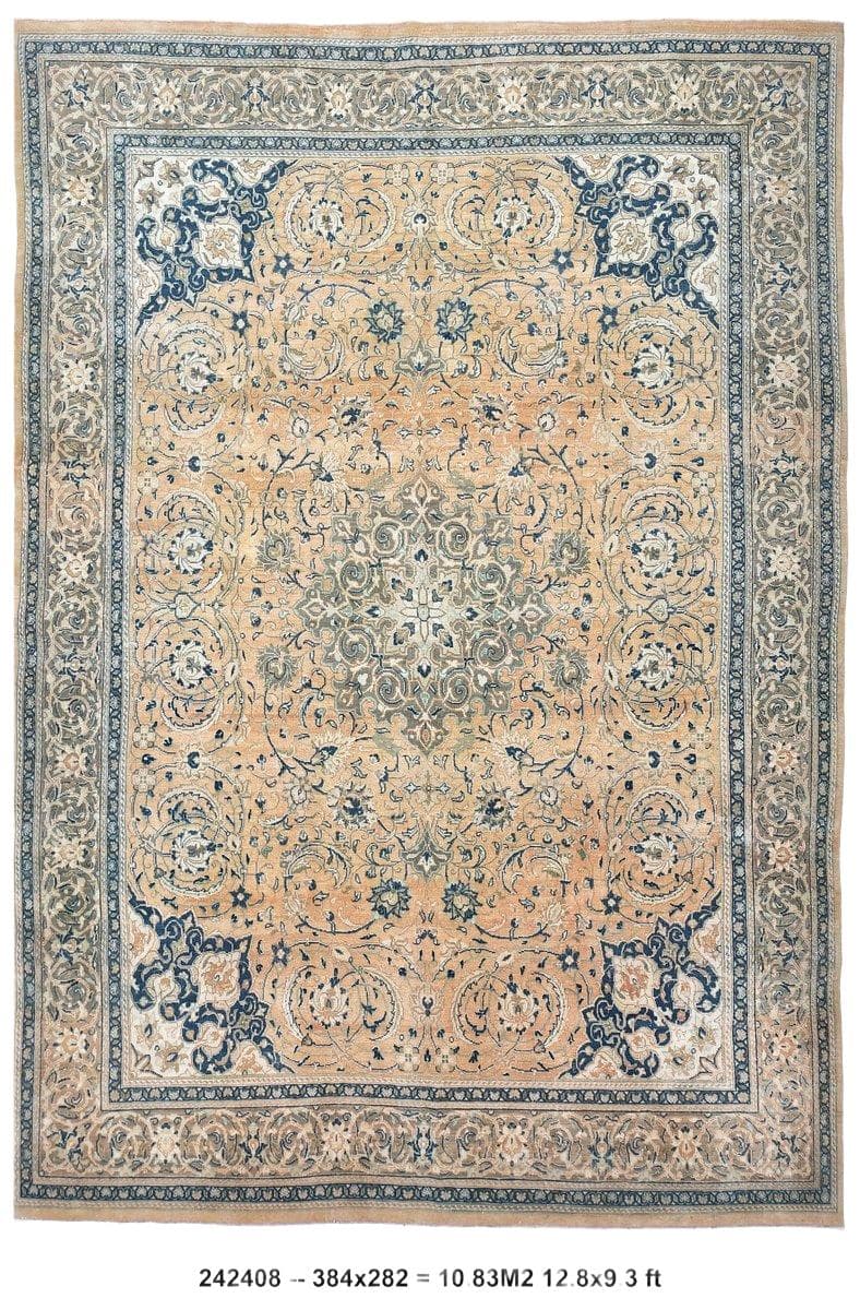 Dywan 384x282 cm, pomarańczowy, wełna, Turcja, lata 60.