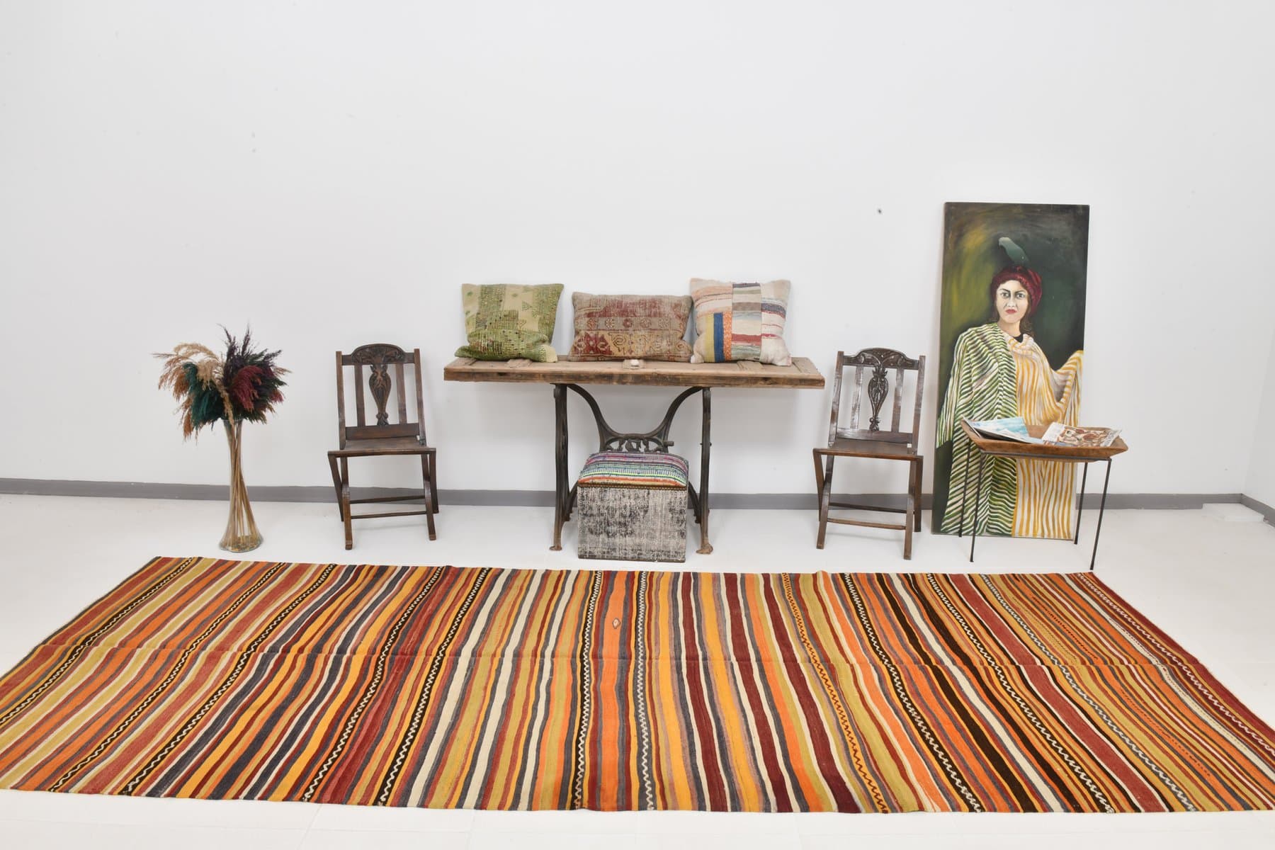 Kilim 149x402 cm, brązowy, wełna, Turcja, lata 60. - 213673