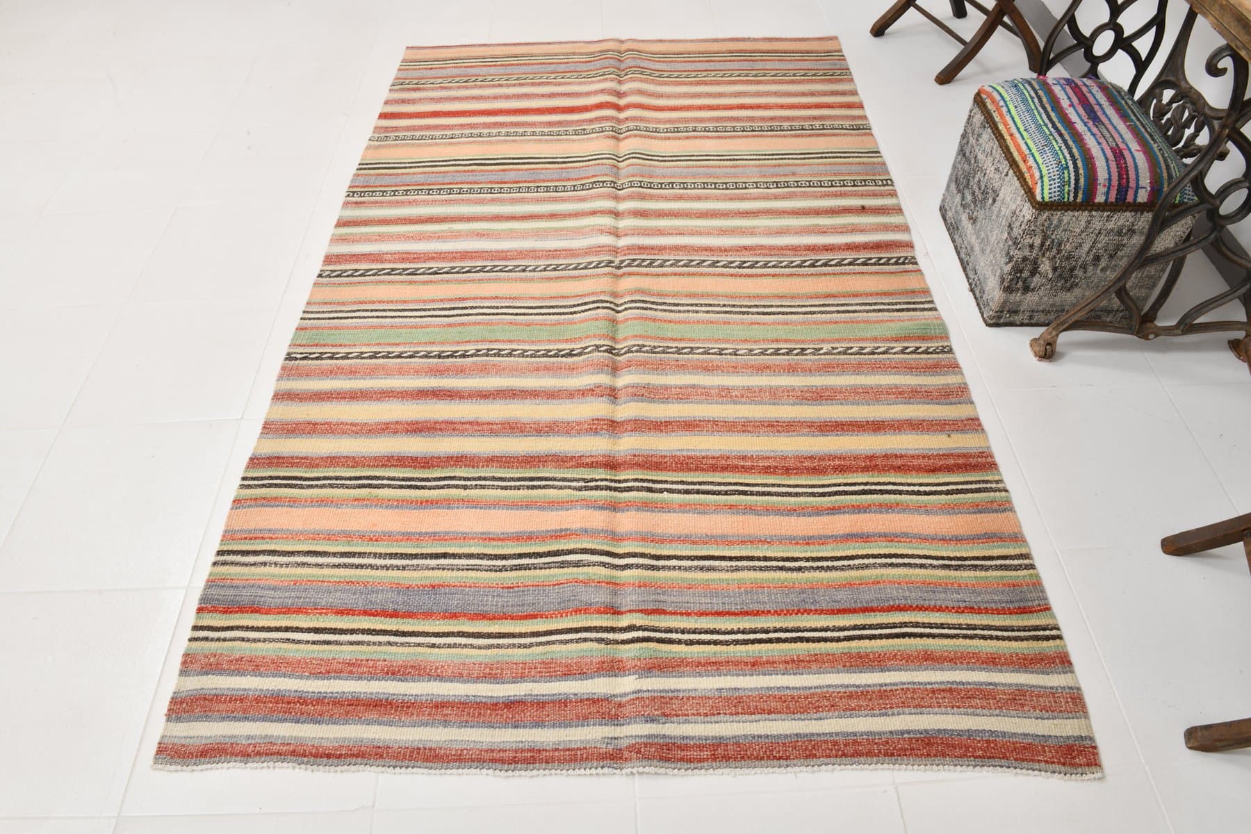 Kilim Rug 151x246 cm, orange, wool, Turkey, 1960s - 214441