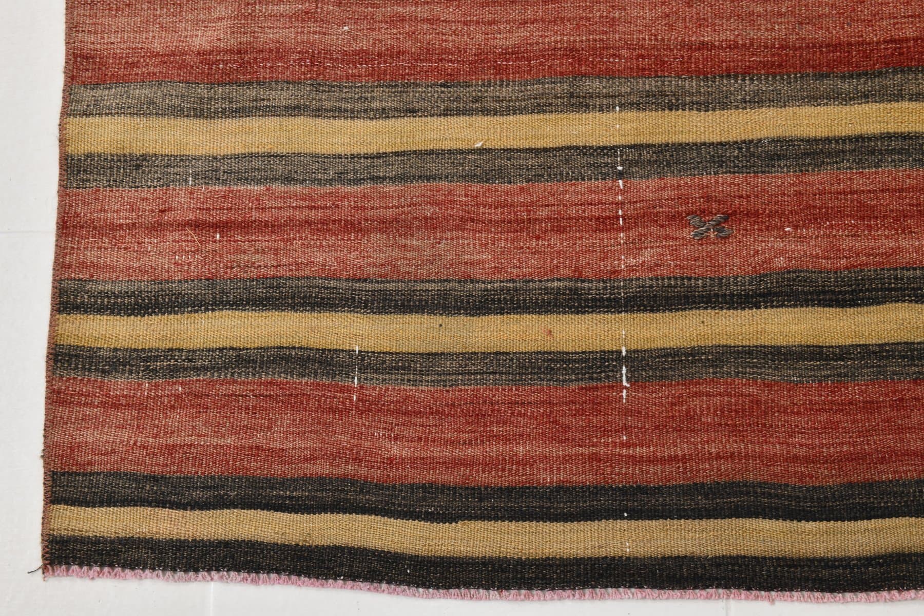 Chodnik kilim 301x88 cm, czerwony, brązowy, wełna, lata 60. - 214411