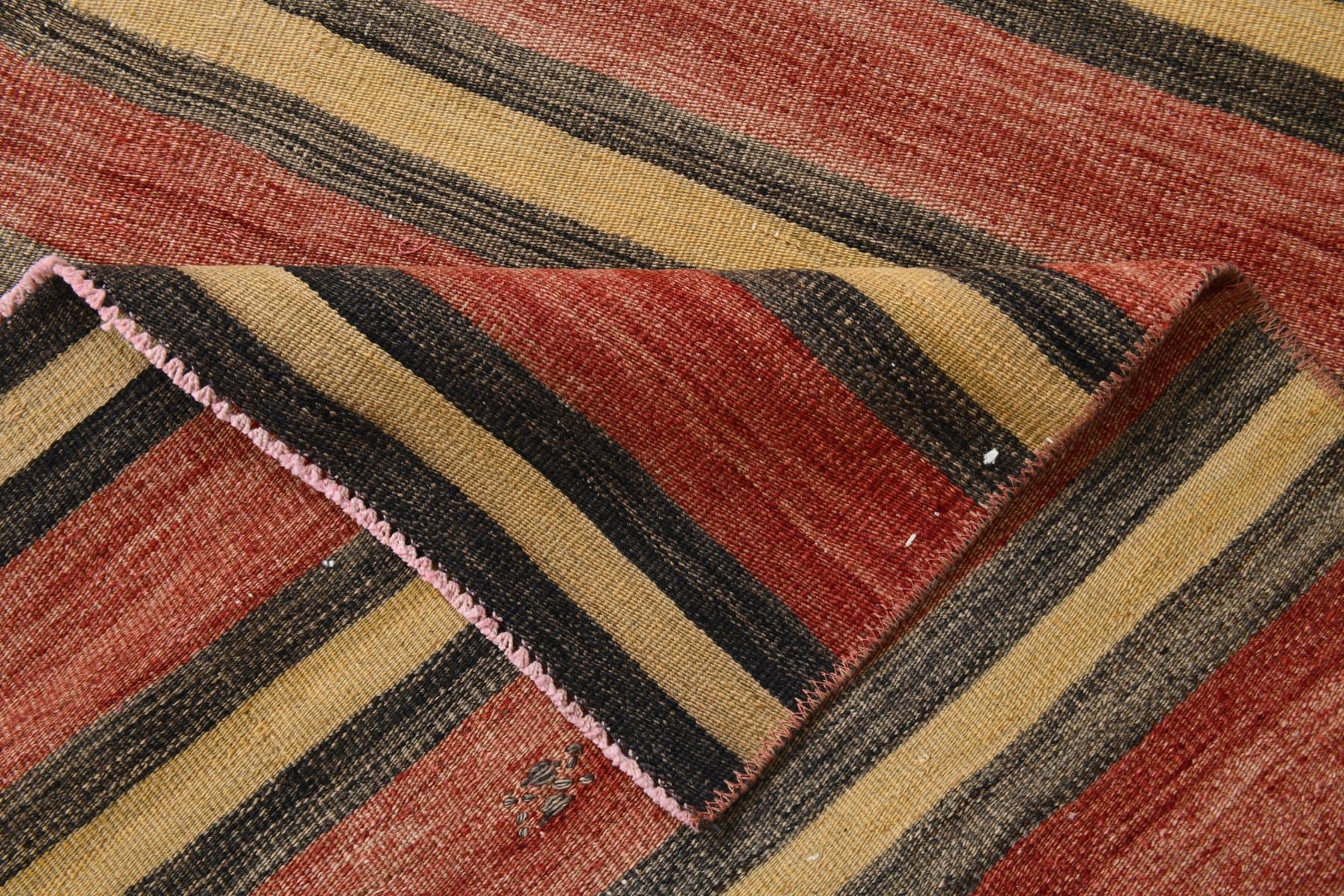 Chodnik kilim 301x88 cm, czerwony, brązowy, wełna, lata 60. - 214414