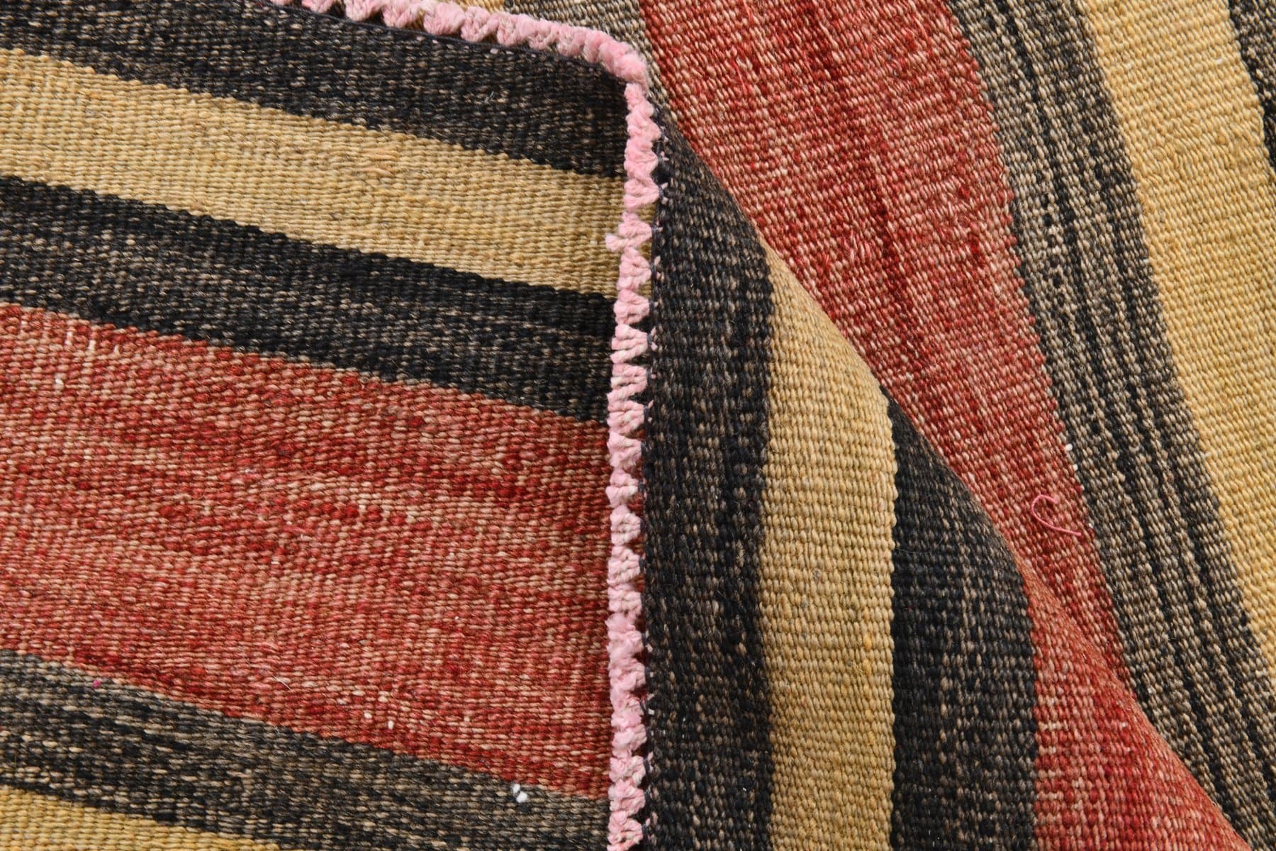 Chodnik kilim 301x88 cm, czerwony, brązowy, wełna, lata 60. - 214413