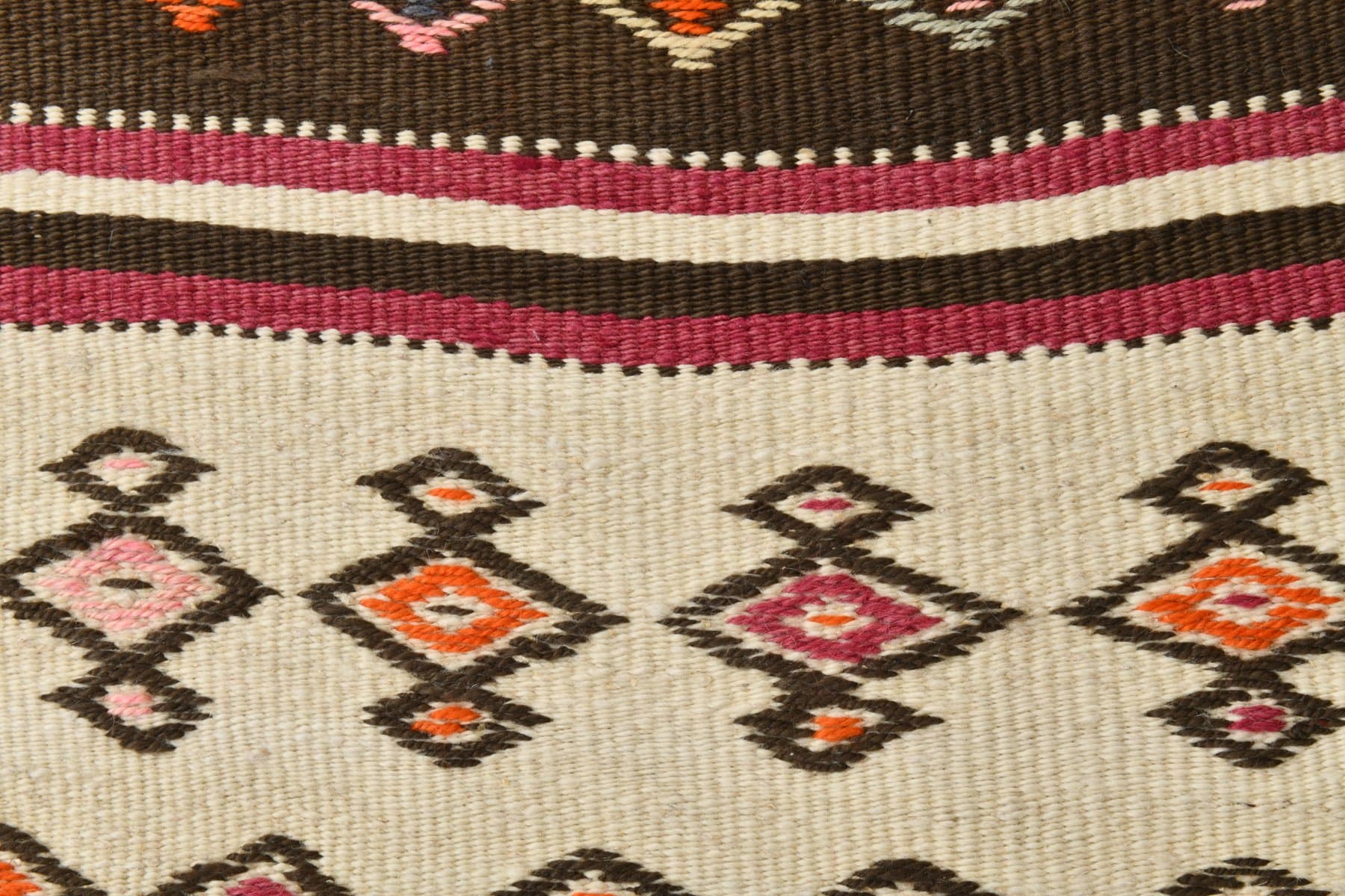 Kilim 66x262 cm, brown, wool, 1970s - 214377