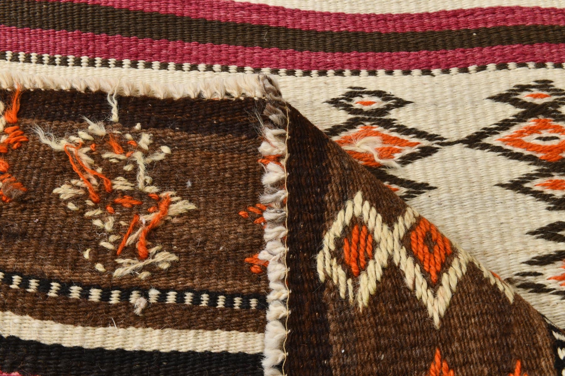 Kilim 66x262 cm, brown, wool, 1970s - 214381