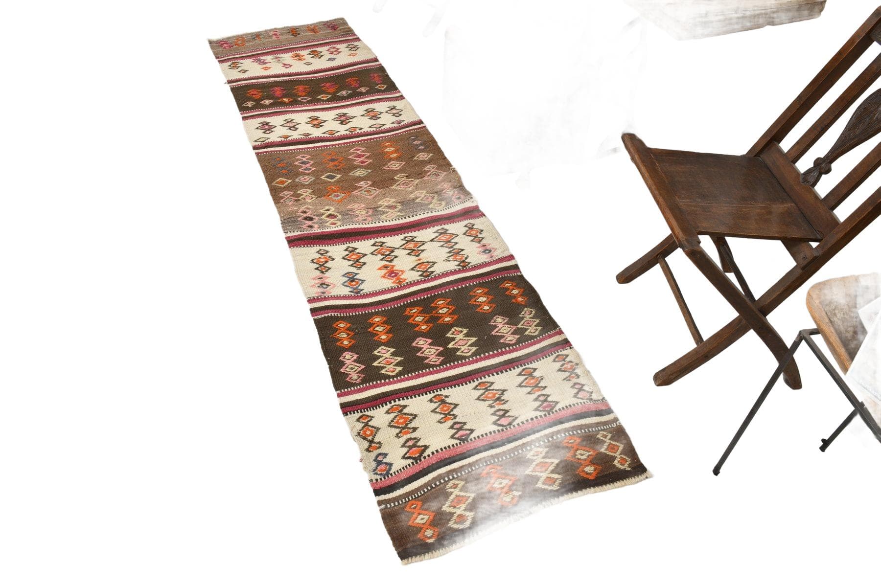 Kilim 66x262 cm, brown, wool, 1970s - 214371