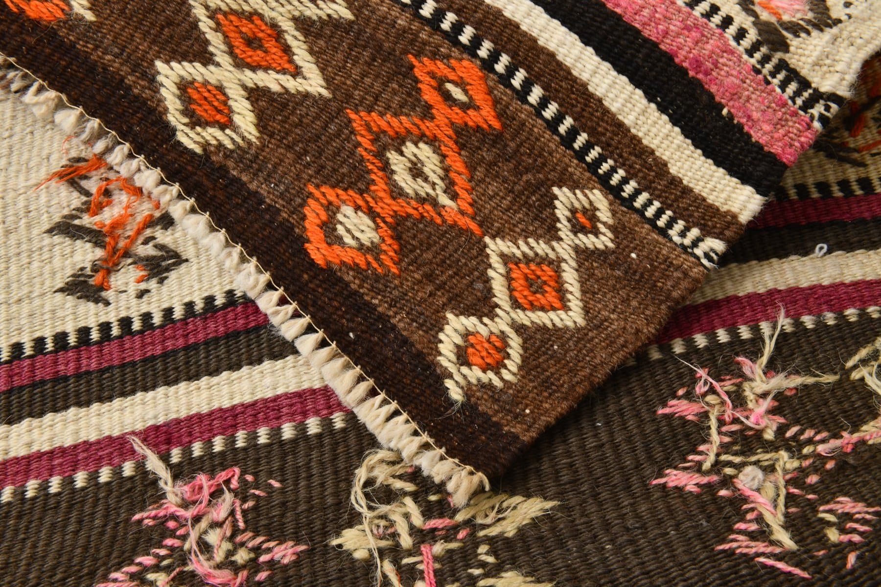 Kilim 66x262 cm, brown, wool, 1970s - 214380