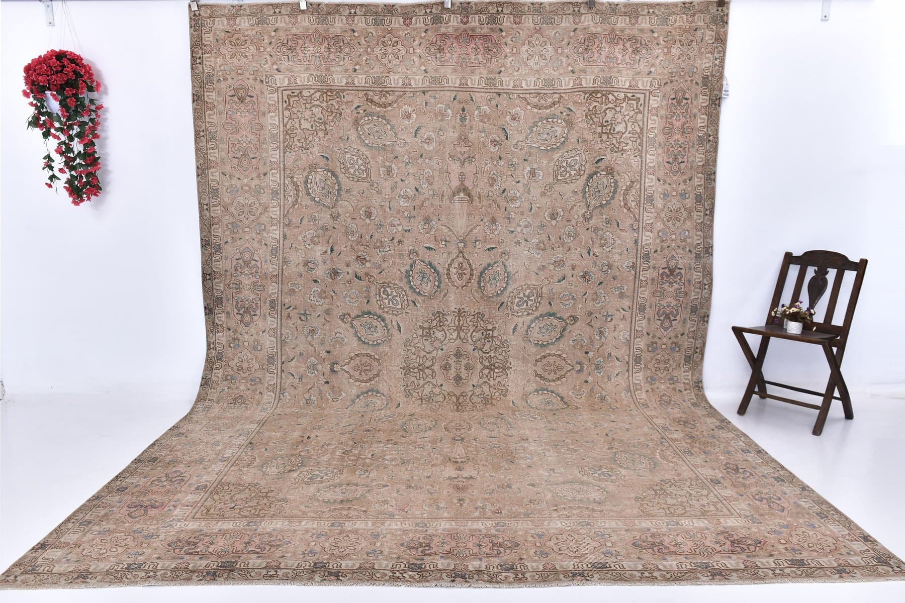 Dywan 382x282 cm, brązowy, wełna, Turcja, lata 50. - 214323