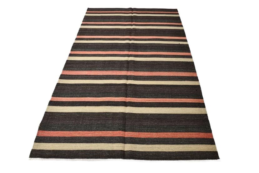 Kilim 235x144 cm, brązowy, wełna, lata 70.