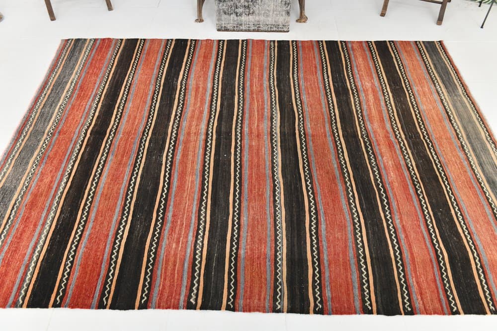 Kilim 234x170 cm, czerwony, wełna, Turcja, lata 70. - 214284