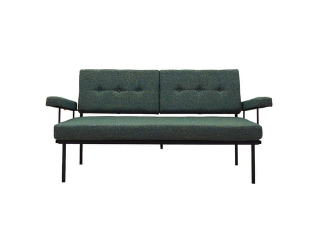 Sofa bed, green melange, black metal, Italy, 1970s - DIMENSION